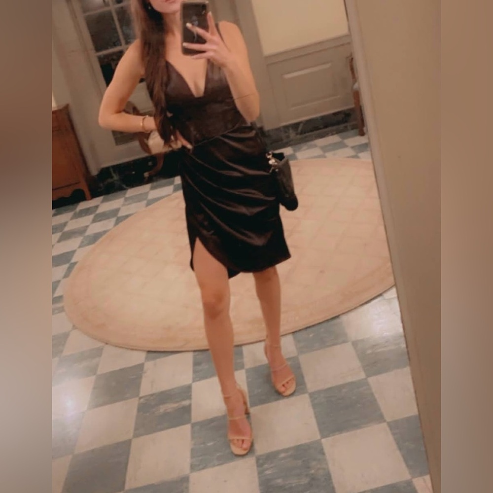 Sleek Brown Satin Corset Dress